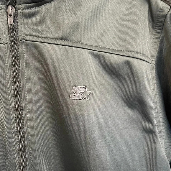 Men’s Starter Jacket Athletic Full Zip Gray Black Stripes Size Medium 38-40 - Picture 2 of 8